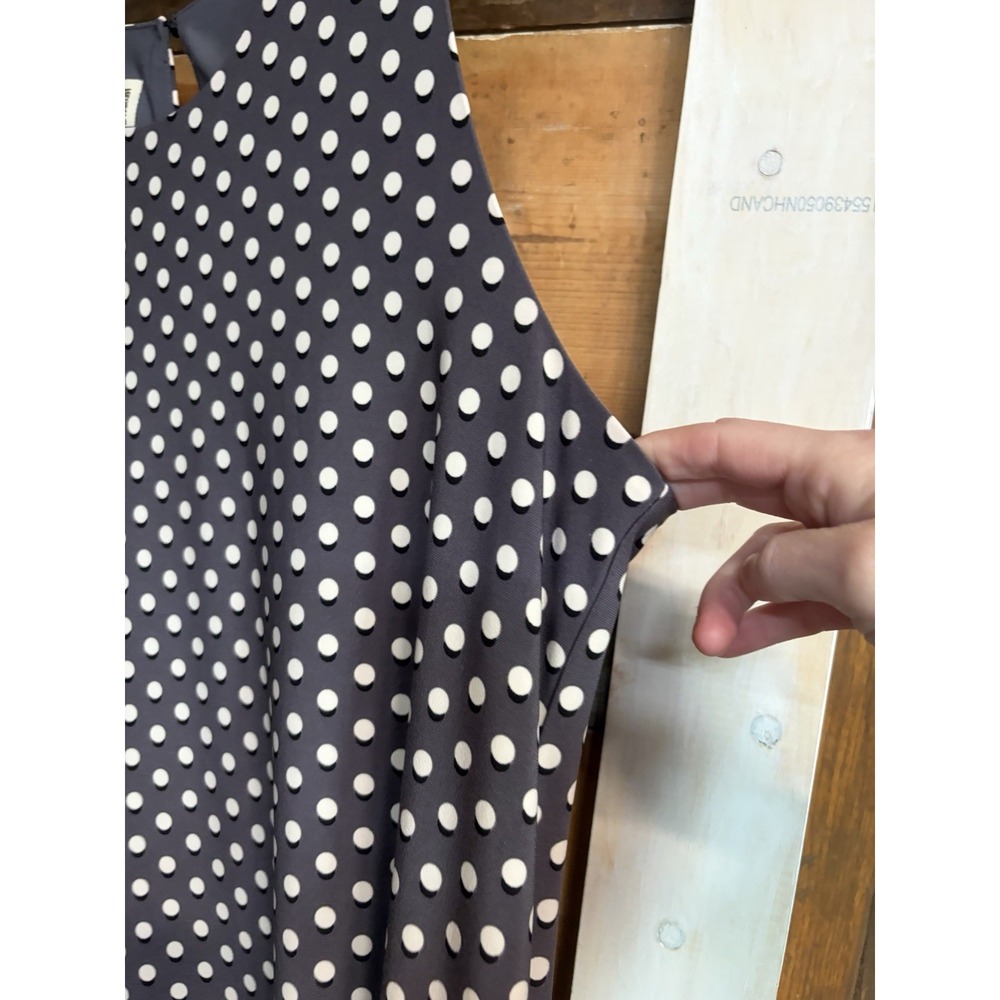 Anne Klein Polka Dot Swing Dress Gray White Polka Dots Classic Preppy - Picture 2 of 7